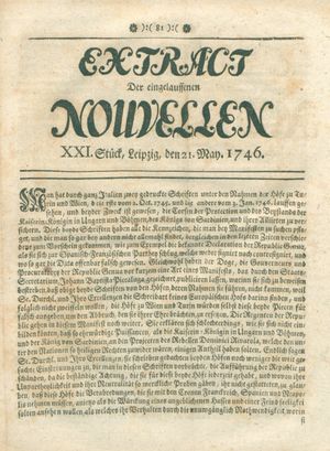 Extract der eingelauffenen Nouvellen vom 21.05.1746