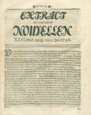 Extract der eingelauffenen Nouvellen vom 25.06.1746