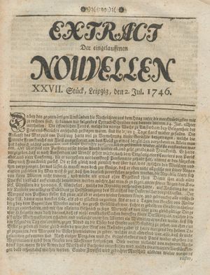 Extract der eingelauffenen Nouvellen vom 02.07.1746
