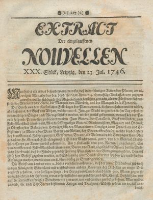 Extract der eingelauffenen Nouvellen vom 23.07.1746