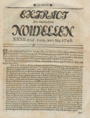 Extract der eingelauffenen Nouvellen vom 06.08.1746
