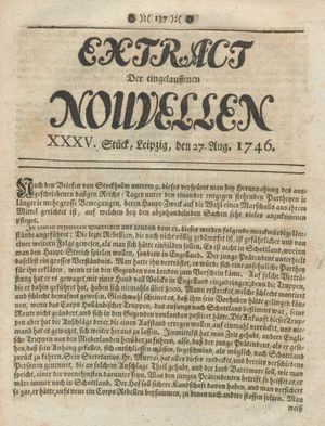 Extract der eingelauffenen Nouvellen vom 27.08.1746