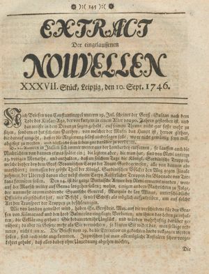 Extract der eingelauffenen Nouvellen vom 10.09.1746