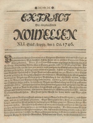 Extract der eingelauffenen Nouvellen vom 08.10.1746