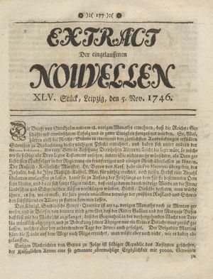 Extract der eingelauffenen Nouvellen vom 05.11.1746