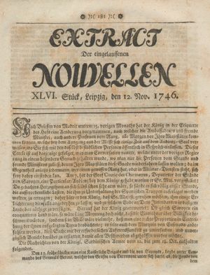 Extract der eingelauffenen Nouvellen vom 12.11.1746