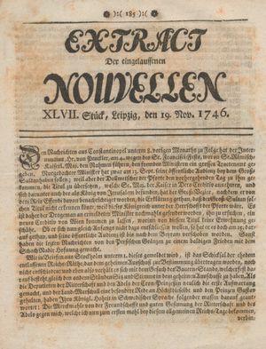 Extract der eingelauffenen Nouvellen vom 19.11.1746