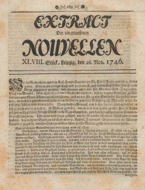 Extract der eingelauffenen Nouvellen vom 26.11.1746