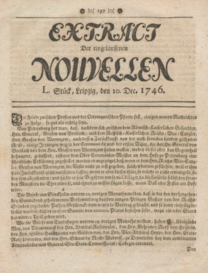 Extract der eingelauffenen Nouvellen vom 10.12.1746