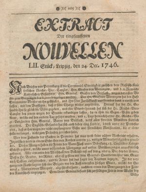 Extract der eingelauffenen Nouvellen vom 24.12.1746