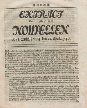 Extract der eingelauffenen Nouvellen vom 22.04.1747