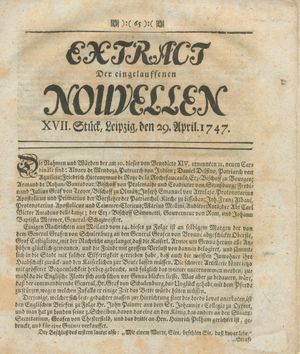 Extract der eingelauffenen Nouvellen vom 29.04.1747