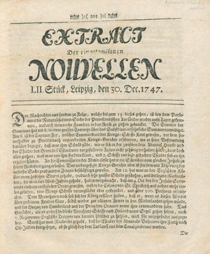 Extract der eingelauffenen Nouvellen vom 30.12.1747