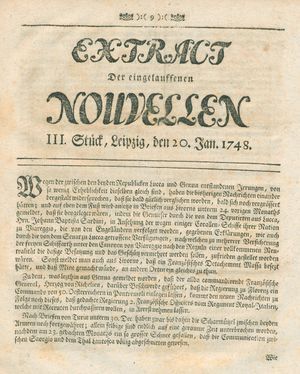 Extract der eingelauffenen Nouvellen vom 20.01.1748