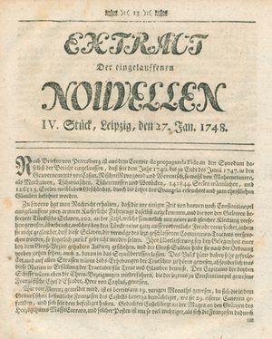 Extract der eingelauffenen Nouvellen vom 27.01.1748