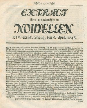 Extract der eingelauffenen Nouvellen on Apr 6, 1748