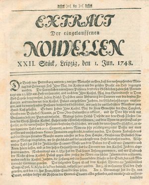 Extract der eingelauffenen Nouvellen on Jun 1, 1748