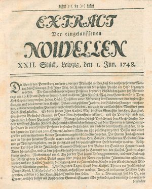 Extract der eingelauffenen Nouvellen vom 01.06.1748