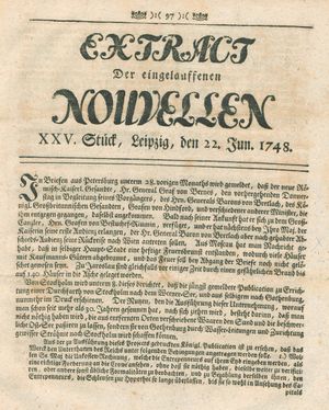 Extract der eingelauffenen Nouvellen vom 22.06.1748