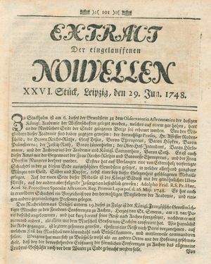 Extract der eingelauffenen Nouvellen vom 29.06.1748