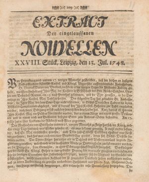 Extract der eingelauffenen Nouvellen vom 13.07.1748