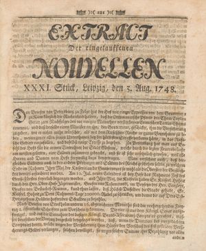 Extract der eingelauffenen Nouvellen vom 03.08.1748