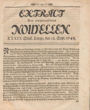 Extract der eingelauffenen Nouvellen vom 28.09.1748