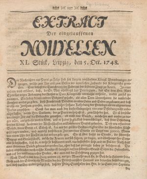 Extract der eingelauffenen Nouvellen on Oct 5, 1748