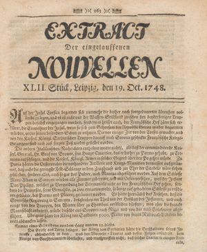 Extract der eingelauffenen Nouvellen vom 19.10.1748