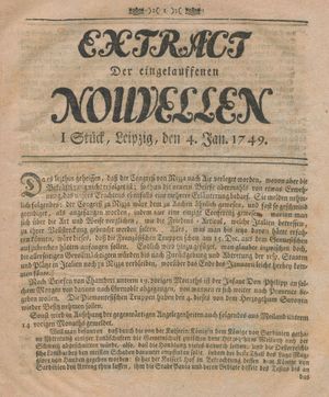 Extract der eingelauffenen Nouvellen vom 04.01.1749