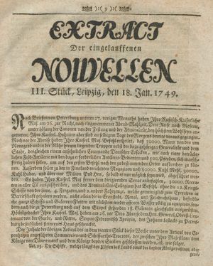 Extract der eingelauffenen Nouvellen vom 18.01.1749