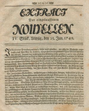 Extract der eingelauffenen Nouvellen on Jan 25, 1749