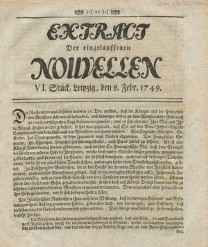 Extract der eingelauffenen Nouvellen vom 08.02.1749