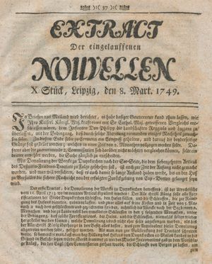 Extract der eingelauffenen Nouvellen vom 08.03.1749