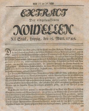 Extract der eingelauffenen Nouvellen vom 15.03.1749