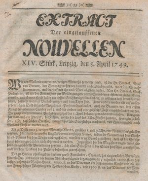 Extract der eingelauffenen Nouvellen vom 05.04.1749