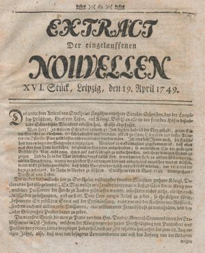 Extract der eingelauffenen Nouvellen vom 19.04.1749