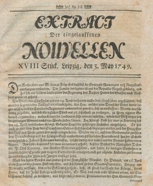 Extract der eingelauffenen Nouvellen vom 03.05.1749