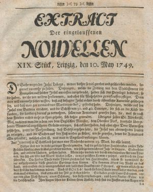 Extract der eingelauffenen Nouvellen vom 10.05.1749