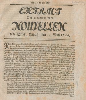 Extract der eingelauffenen Nouvellen vom 17.05.1749
