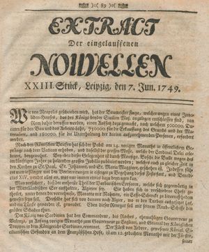 Extract der eingelauffenen Nouvellen vom 07.06.1749