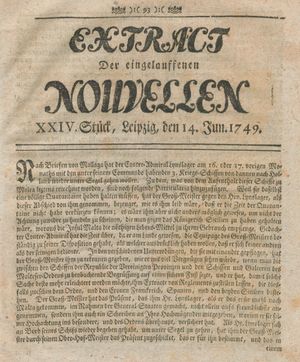 Extract der eingelauffenen Nouvellen vom 14.06.1749
