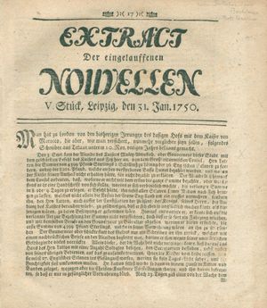 Extract der eingelauffenen Nouvellen vom 31.01.1750