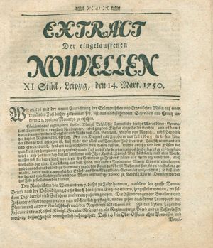 Extract der eingelauffenen Nouvellen vom 14.03.1750