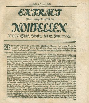 Extract der eingelauffenen Nouvellen vom 13.06.1750