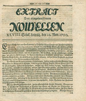 Extract der eingelauffenen Nouvellen vom 28.11.1750