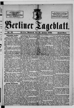 Berliner Tageblatt und Handels-Zeitung vom 17.01.1872