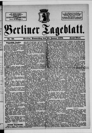 Berliner Tageblatt und Handels-Zeitung vom 18.01.1872