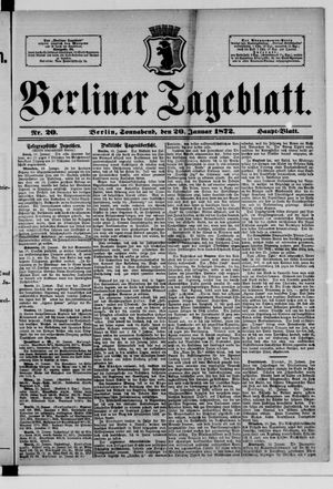 Berliner Tageblatt und Handels-Zeitung vom 20.01.1872