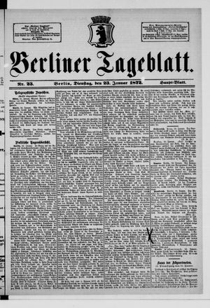 Berliner Tageblatt und Handels-Zeitung vom 23.01.1872